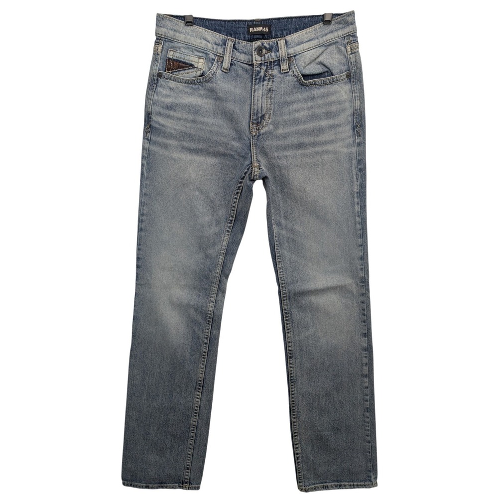 Rank 45 Straight Leg Jeans Mens 32x32 Light Wash Blue Denim Stretch